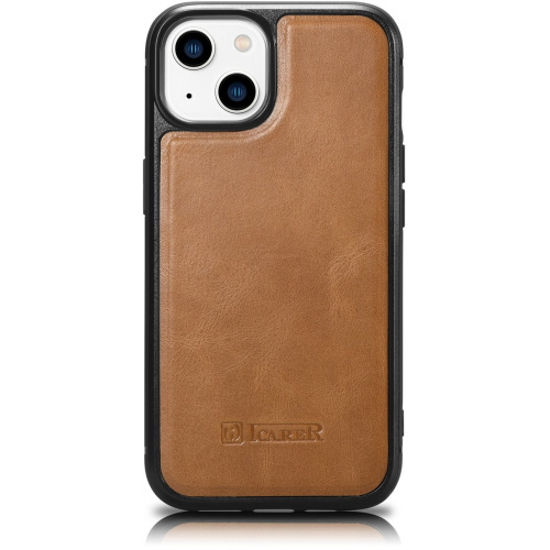 iCarer Distributor - 6975092685883 - ICR424 - iCarer Leather Oil Wax MagSafe Apple iPhone 14 light brown - B2B homescreen