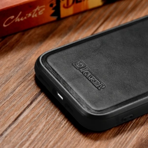 Wholesale iCarer Leather Oil Wax MagSafe Apple iPhone 14 Plus / 15 Plus black - ICR429 - {ean13} - Hurt