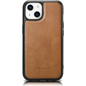 Wholesale iCarer Leather Oil Wax MagSafe Apple iPhone 14 Plus / 15 Plus light brown - ICR432 - {ean13} - Hurt