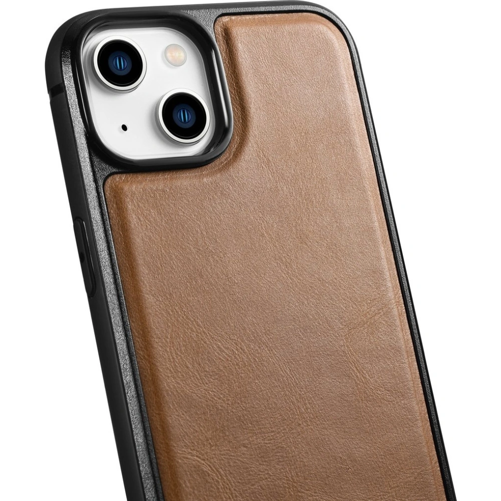 Wholesale iCarer Leather Oil Wax MagSafe Apple iPhone 14 Plus / 15 Plus light brown - ICR432 - {ean13} - Hurt