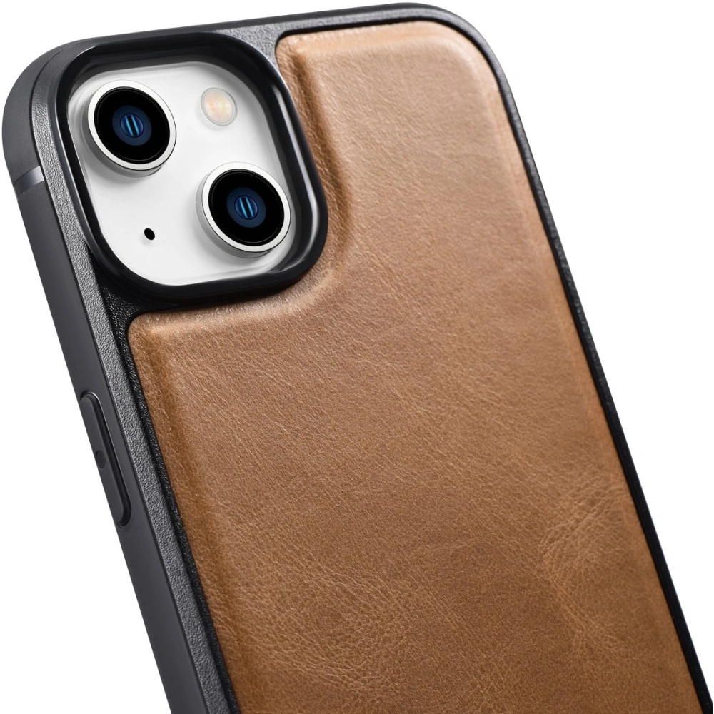 Wholesale iCarer Leather Oil Wax MagSafe Apple iPhone 14 Plus / 15 Plus light brown - ICR432 - {ean13} - Hurt