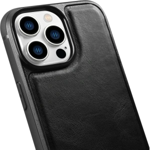 Wholesale iCarer Leather Oil Wax MagSafe Apple iPhone 14 Pro Max black - ICR433 - {ean13} - Hurt