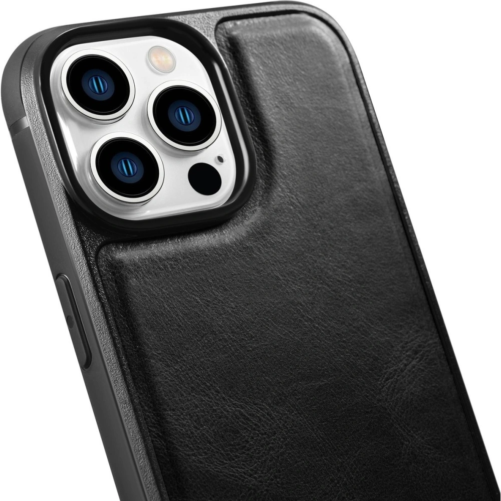 Wholesale iCarer Leather Oil Wax MagSafe Apple iPhone 14 Pro Max black - ICR433 - {ean13} - Hurt