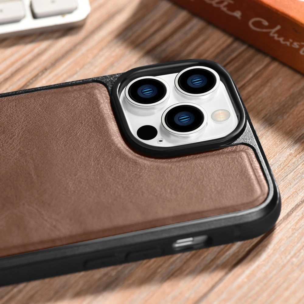 Wholesale iCarer Leather Oil Wax MagSafe Apple iPhone 14 Pro Max brown - ICR434 - {ean13} - Hurt