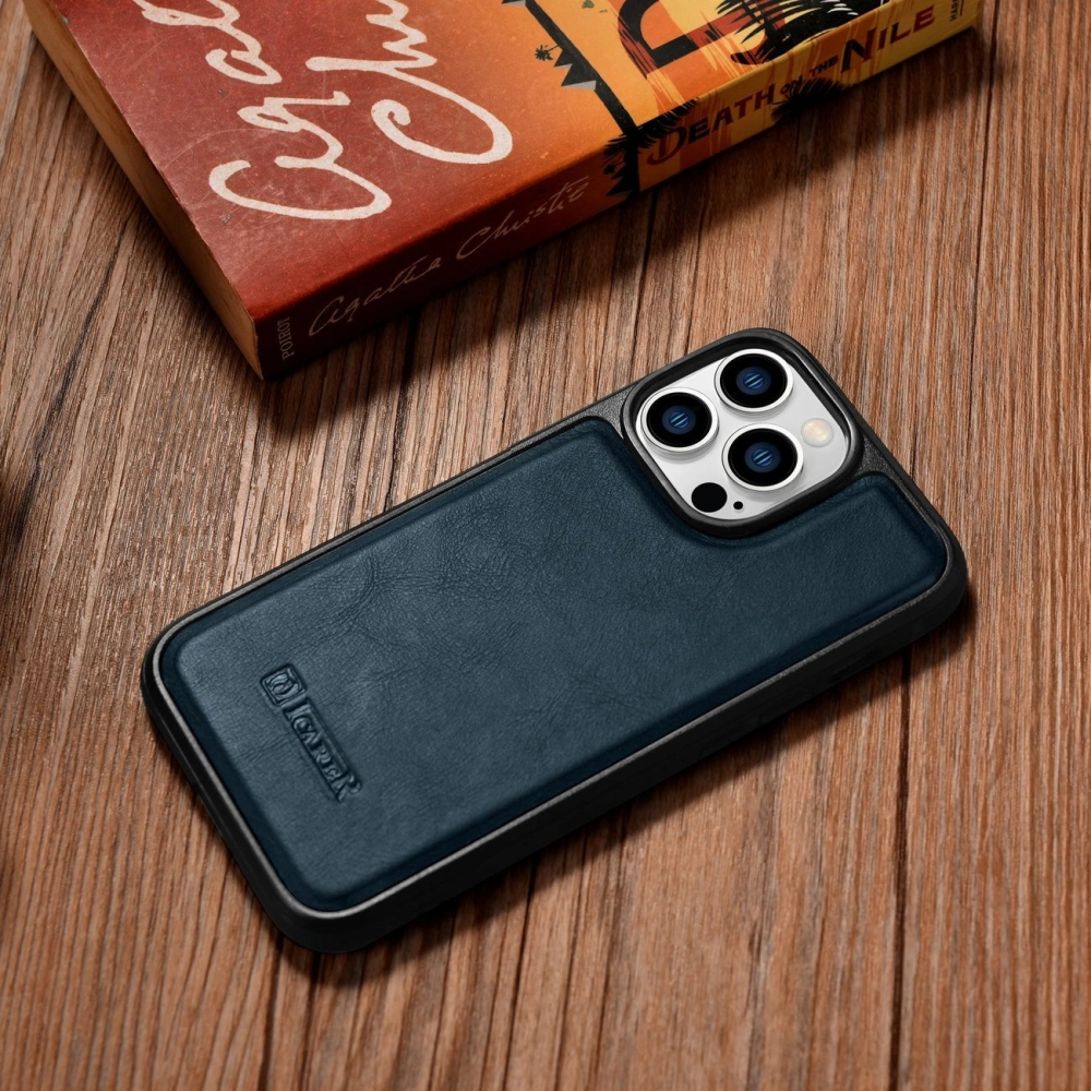 Wholesale iCarer Leather Oil Wax MagSafe Apple iPhone 14 Pro Max blue - ICR435 - {ean13} - Hurt