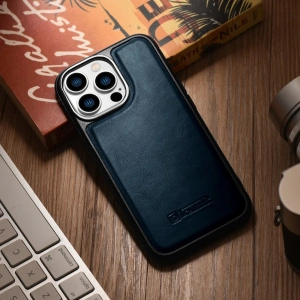 Wholesale iCarer Leather Oil Wax MagSafe Apple iPhone 14 Pro Max blue - ICR435 - {ean13} - Hurt