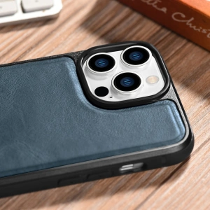 Wholesale iCarer Leather Oil Wax MagSafe Apple iPhone 14 Pro Max blue - ICR435 - {ean13} - Hurt