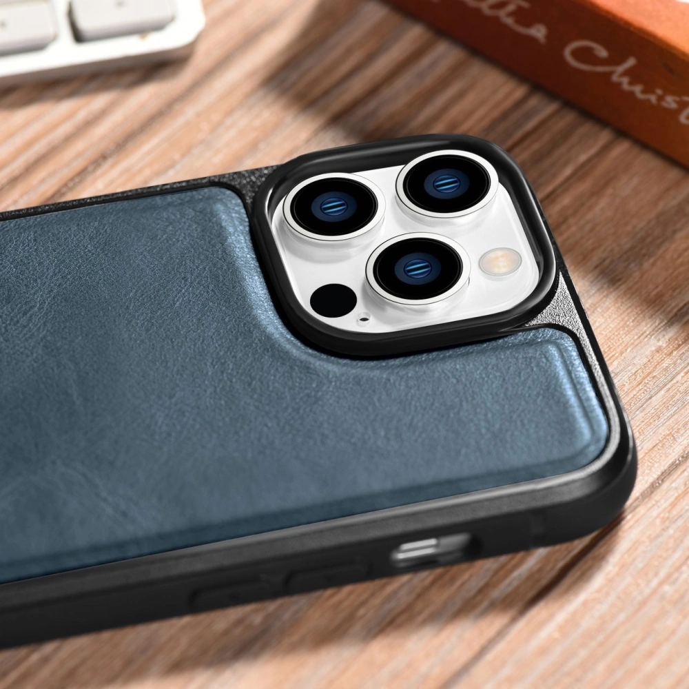 Wholesale iCarer Leather Oil Wax MagSafe Apple iPhone 14 Pro Max blue - ICR435 - {ean13} - Hurt