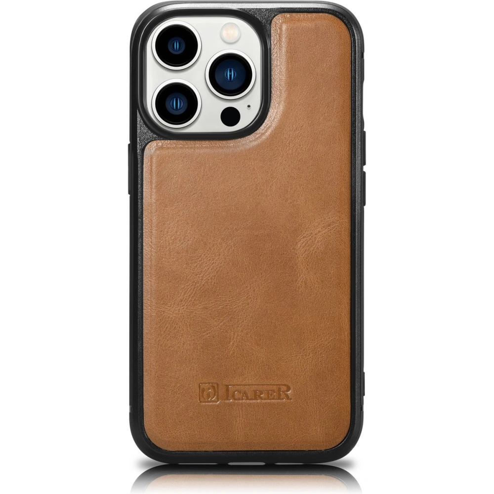 Hurtownia GSM - Etui iCarer Leather Oil Wax MagSafe Apple iPhone 14 Pro Max maro deschis - ICR436 - {ean13} - Hurt