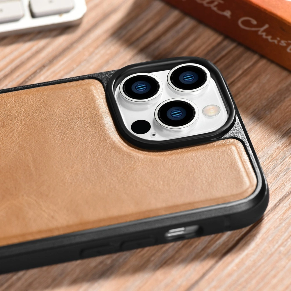 Hurtownia GSM - Etui iCarer Leather Oil Wax MagSafe Apple iPhone 14 Pro Max maro deschis - ICR436 - {ean13} - Hurt