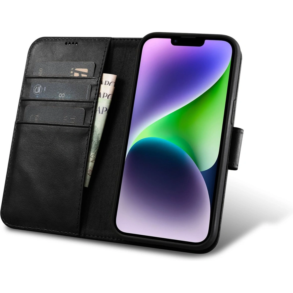 Hurtownia GSM - Etui iCarer Oil Wax Wallet Anti-RFID 2in1 Apple iPhone 14 czarny - ICR437 - {ean13} - Hurt