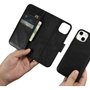 Wholesale iCarer Oil Wax Wallet Anti-RFID 2in1 Apple iPhone 14 black - ICR437 - {ean13} - Hurt