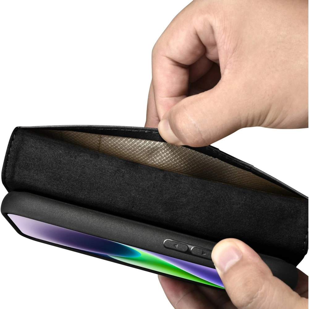 Hurtownia GSM - Etui iCarer Oil Wax Wallet Anti-RFID 2in1 Apple iPhone 14 czarny - ICR437 - {ean13} - Hurt