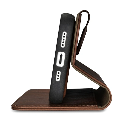 Etui iCarer Oil Wax Wallet Anti-RFID 2in1 Apple iPhone 14 brązowy