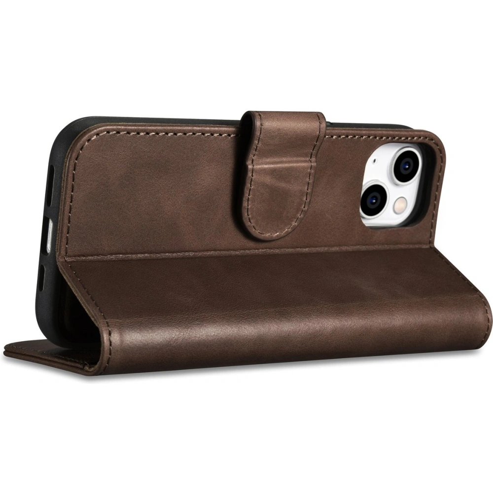 Wholesale iCarer Oil Wax Wallet Anti-RFID 2in1 Apple iPhone 14 brown - ICR438 - {ean13} - Hurt