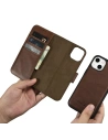 Wholesale iCarer Oil Wax Wallet Anti-RFID 2in1 Apple iPhone 14 brown - ICR438 - {ean13} - Hurt