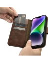 Wholesale iCarer Oil Wax Wallet Anti-RFID 2in1 Apple iPhone 14 brown - ICR438 - {ean13} - Hurt