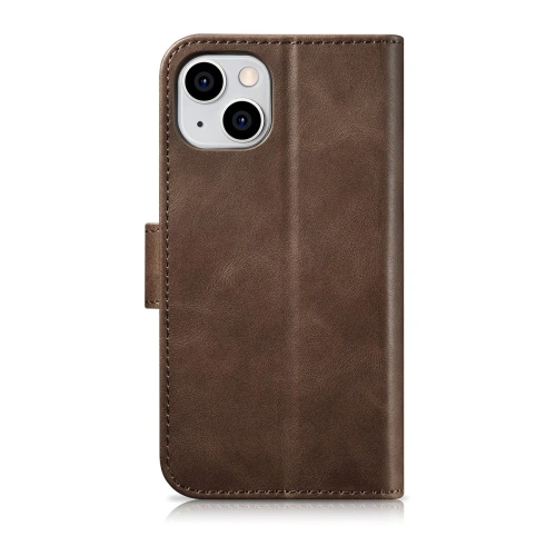 Etui iCarer Oil Wax Wallet Anti-RFID 2in1 Apple iPhone 14 brązowy
