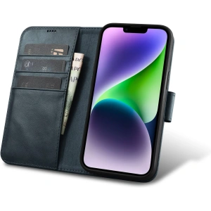 Wholesale iCarer Oil Wax Wallet Anti-RFID 2in1 Apple iPhone 14 blue - ICR439 - {ean13} - Hurt
