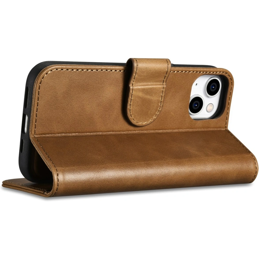 Hurtownia GSM - Etui iCarer Oil Wax Wallet Anti-RFID 2in1 Apple iPhone 14 jasně hnědý - ICR440 - {ean13} - Hurt