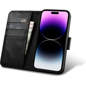 Wholesale iCarer Oil Wax Wallet Anti-RFID 2in1 Apple iPhone 14 Pro black - ICR441 - {ean13} - Hurt