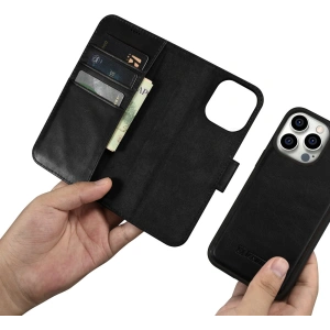 Wholesale iCarer Oil Wax Wallet Anti-RFID 2in1 Apple iPhone 14 Pro black - ICR441 - {ean13} - Hurt