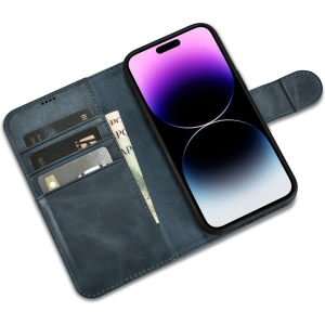 Wholesale iCarer Oil Wax Wallet Anti-RFID 2in1 Apple iPhone 14 Pro blue - ICR443 - {ean13} - Hurt