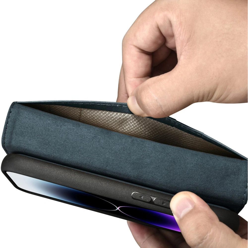Hurtownia GSM - Etui iCarer Oil Wax Wallet Anti-RFID 2in1 Apple iPhone 14 Pro niebieski - ICR443 - {ean13} - Hurt