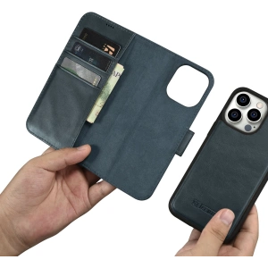 Wholesale iCarer Oil Wax Wallet Anti-RFID 2in1 Apple iPhone 14 Pro blue - ICR443 - {ean13} - Hurt