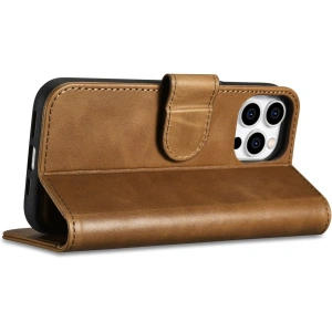 Wholesale iCarer Oil Wax Wallet Anti-RFID 2in1 Apple iPhone 14 Pro light brown - ICR444 - {ean13} - Hurt