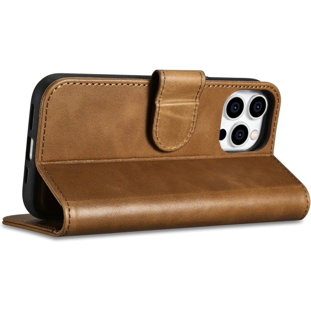 Hurtownia GSM - Etui iCarer Olaj Wax Tárca Anti-RFID 2in1 Apple iPhone 14 Pro világosbarna - ICR444 - {ean13} - Hurt