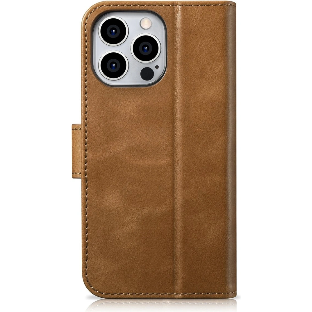 Hurtownia GSM - Etui iCarer Olaj Wax Tárca Anti-RFID 2in1 Apple iPhone 14 Pro világosbarna - ICR444 - {ean13} - Hurt