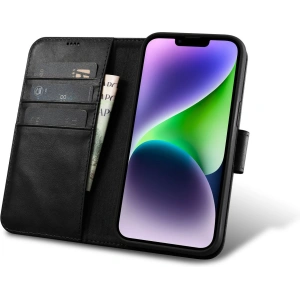 Wholesale iCarer Oil Wax Wallet Anti-RFID 2in1 Apple iPhone 14 Plus / 15 Plus black - ICR445 - {ean13} - Hurt