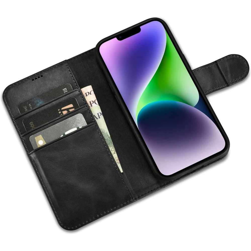 Wholesale iCarer Oil Wax Wallet Anti-RFID 2in1 Apple iPhone 14 Plus / 15 Plus black - ICR445 - {ean13} - Hurt
