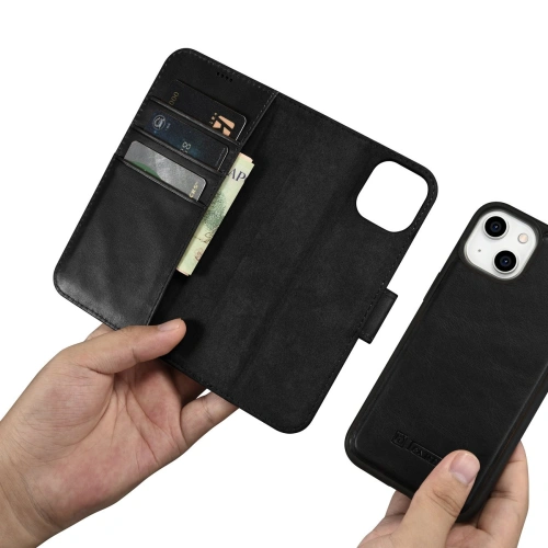 Etui iCarer Oil Wax Wallet Anti-RFID 2in1 Apple iPhone 14 Plus / 15 Plus czarny