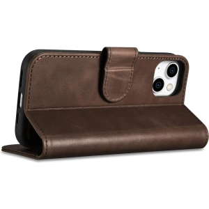 Wholesale iCarer Oil Wax Wallet Anti-RFID 2in1 Apple iPhone 14 Plus / 15 Plus brown - ICR446 - {ean13} - Hurt