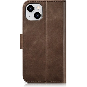 Wholesale iCarer Oil Wax Wallet Anti-RFID 2in1 Apple iPhone 14 Plus / 15 Plus brown - ICR446 - {ean13} - Hurt