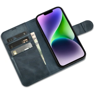Hurtownia GSM - Etui iCarer Oil Wax Wallet Anti-RFID 2in1 Apple iPhone 14 Plus / 15 Plus niebieski - ICR447 - {ean13} - Hurt