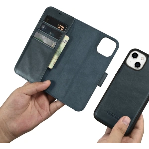 Wholesale iCarer Oil Wax Wallet Anti-RFID 2in1 Apple iPhone 14 Plus / 15 Plus blue - ICR447 - {ean13} - Hurt