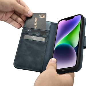 Wholesale iCarer Oil Wax Wallet Anti-RFID 2in1 Apple iPhone 14 Plus / 15 Plus blue - ICR447 - {ean13} - Hurt