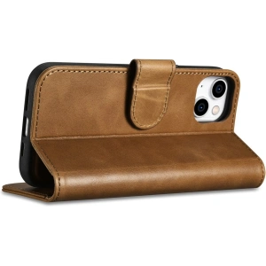 Wholesale iCarer Oil Wax Wallet Anti-RFID 2in1 Apple iPhone 14 Plus / 15 Plus light brown - ICR448 - {ean13} - Hurt