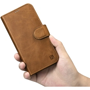 Wholesale iCarer Oil Wax Wallet Anti-RFID 2in1 Apple iPhone 14 Plus / 15 Plus light brown - ICR448 - {ean13} - Hurt