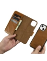 Hurtownia GSM - Etui iCarer Oil Wax Wallet Anti-RFID 2in1 Apple iPhone 14 Plus / 15 Plus jasnobrązowy - ICR448 - {ean13} - Hurt