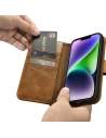 Hurtownia GSM - Etui iCarer Oil Wax Wallet Anti-RFID 2in1 Apple iPhone 14 Plus / 15 Plus jasnobrązowy - ICR448 - {ean13} - Hurt