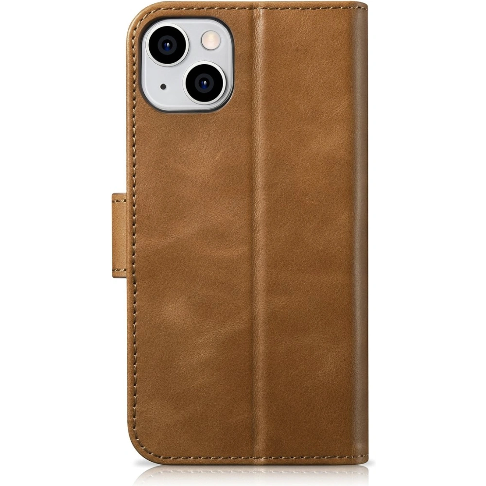 Hurtownia GSM - Etui iCarer Oil Wax Wallet Anti-RFID 2in1 Apple iPhone 14 Plus / 15 Plus jasnobrązowy - ICR448 - {ean13} - Hurt