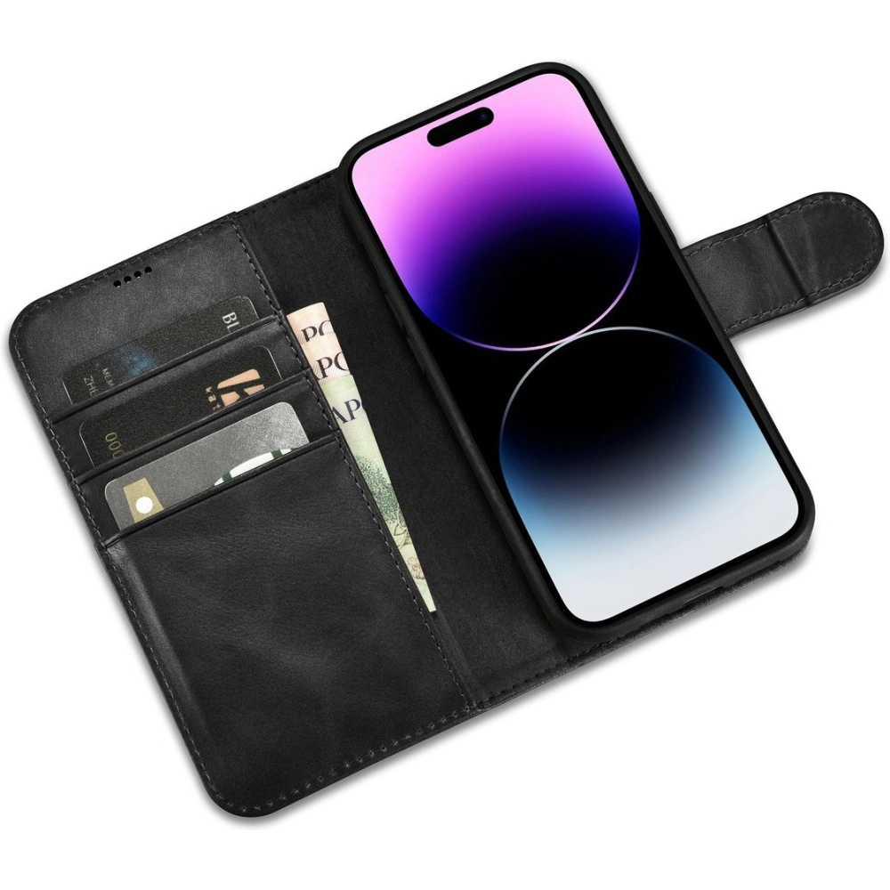 Hurtownia GSM - Etui iCarer Oil Wax Wallet Anti-RFID 2in1 Apple iPhone 14 Pro Max negru - ICR449 - {ean13} - Hurt