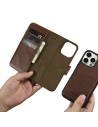 Hurtownia GSM - Etui iCarer Oil Wax Wallet Anti-RFID 2in1 Apple iPhone 14 Pro Max hnědý - ICR450 - {ean13} - Hurt