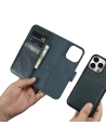 Wholesale iCarer Oil Wax Wallet Anti-RFID 2in1 Apple iPhone 14 Pro Max blue - ICR451 - {ean13} - Hurt