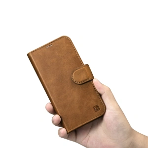 Wholesale iCarer Oil Wax Wallet Anti-RFID 2in1 Apple iPhone 14 Pro Max light brown - ICR452 - {ean13} - Hurt
