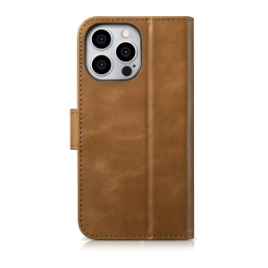 Wholesale iCarer Oil Wax Wallet Anti-RFID 2in1 Apple iPhone 14 Pro Max light brown - ICR452 - {ean13} - Hurt